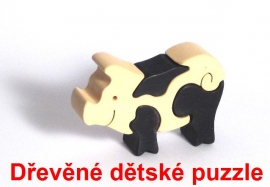 Dřevěné dětské puzzle prasátko