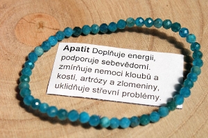 Apatit - náramek 4mm broušená kulička