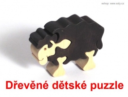 Černá ovečka dřevěné dětské skládací puzzle