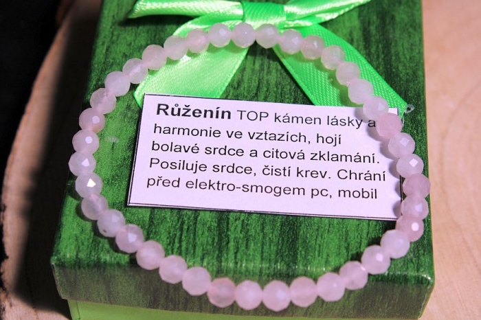 Růženín - náramek broušený kulička 4mm